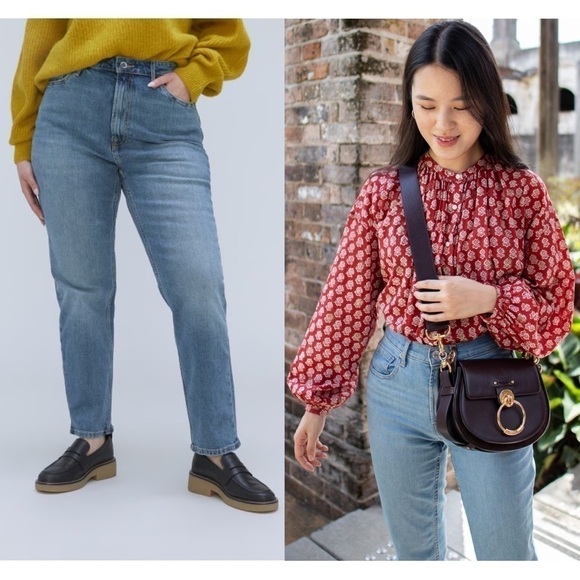 NEW EVERLANE 90s High Waist Straight Leg Distressed Stretch Denim Cheeky Jean 33 - Picture 7 of 15